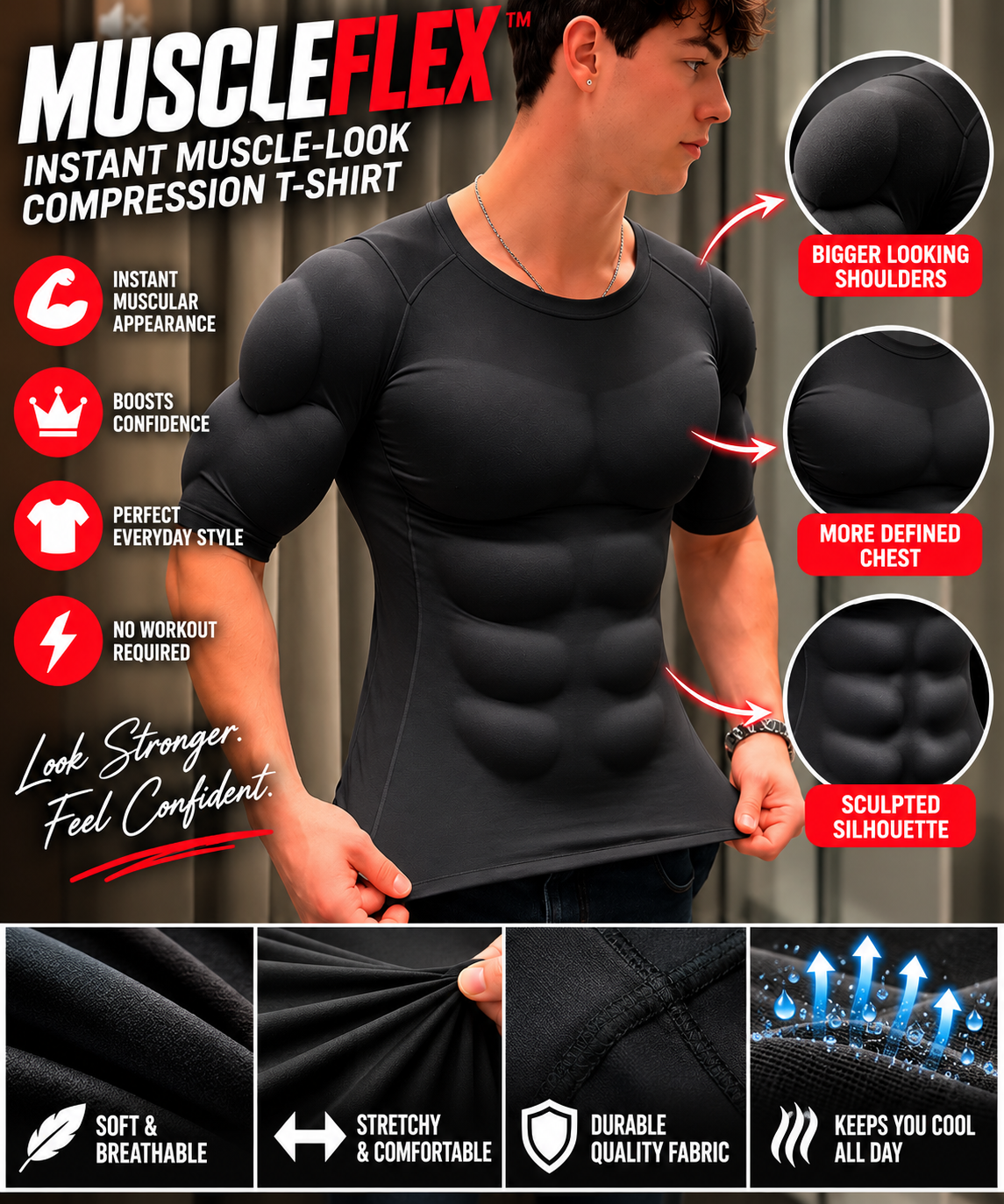 MuscleFlex™ — Instant Muscle-Look Compression T-Shirt