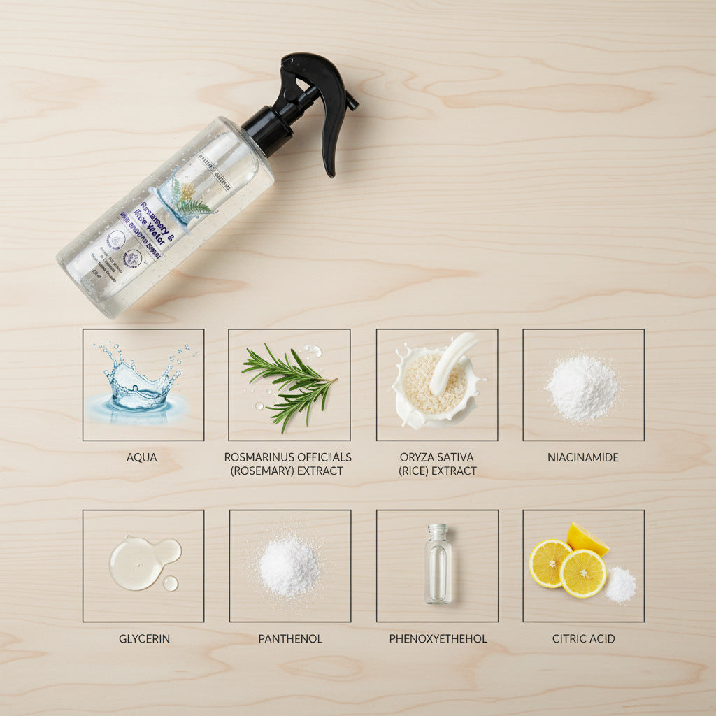 Rosemary Rice Water Spray for Hair & Scalp - 200ml