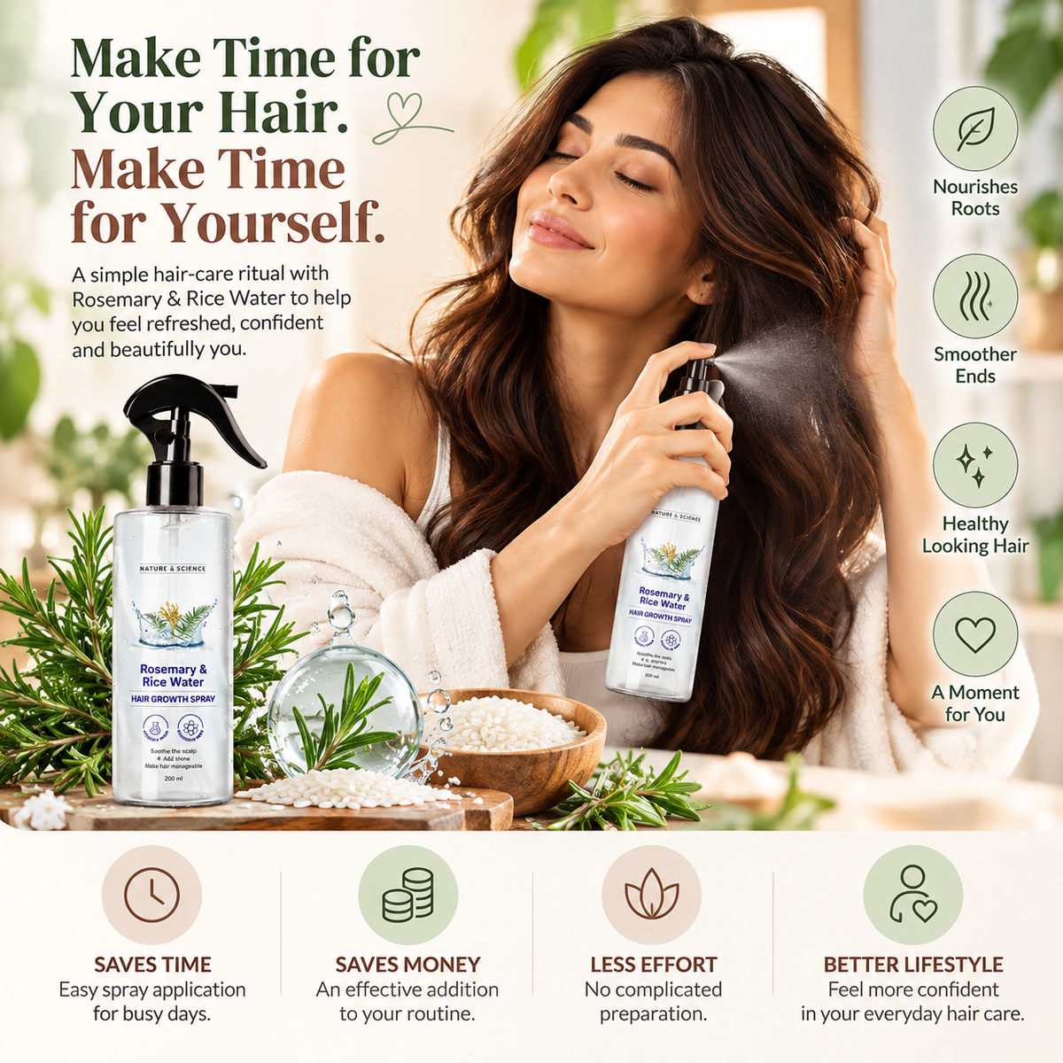 Rosemary Rice Water Spray for Hair & Scalp - 200ml