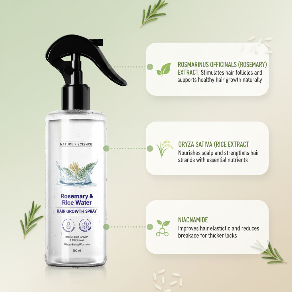 Rosemary Rice Water Spray for Hair & Scalp - 200ml