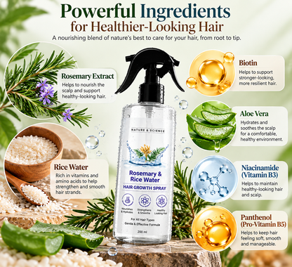 Rosemary Rice Water Spray for Hair & Scalp - 200ml