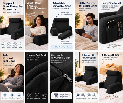 Ergonomic back support pillow with removable Slope