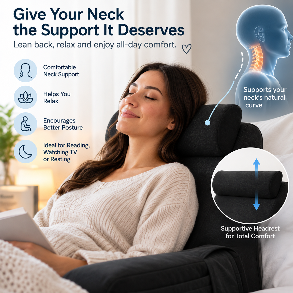Ergonomic back support pillow with removable Slope