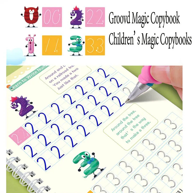 Magic Groove — 4-Piece Reusable Writing Practice book Set