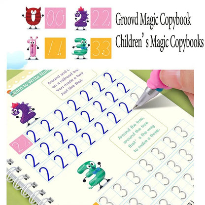 Magic Groove — 4-Piece Reusable Writing Practice book Set