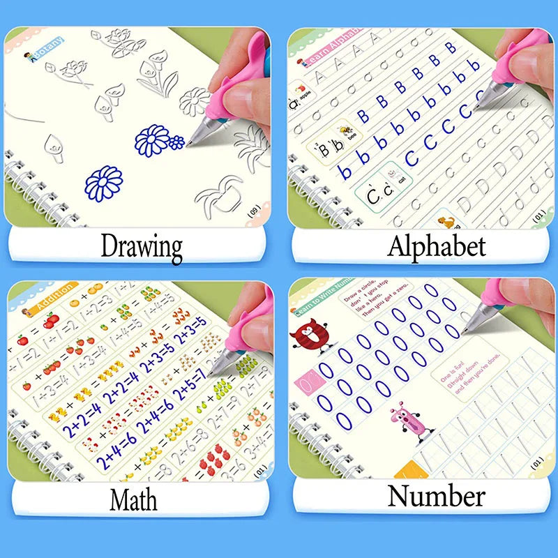 Magic Groove — 4-Piece Reusable Writing Practice book Set