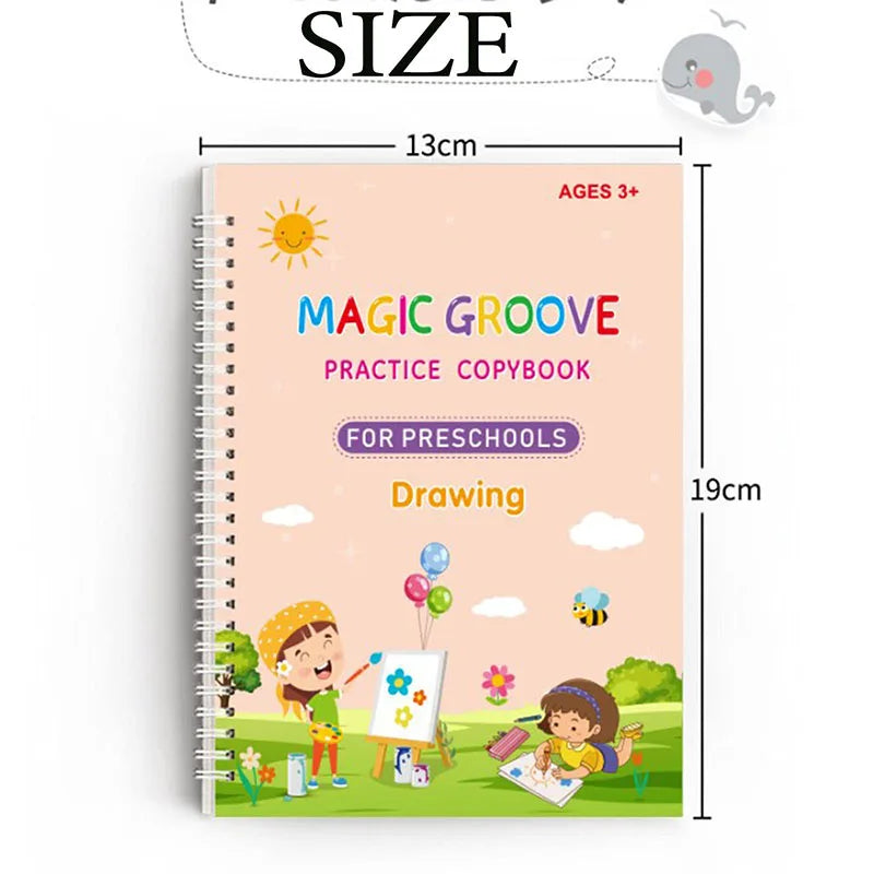 Magic Groove — 4-Piece Reusable Writing Practice book Set