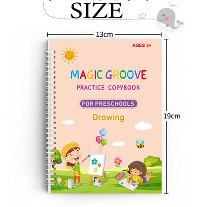 Magic Groove — 4-Piece Reusable Writing Practice book Set